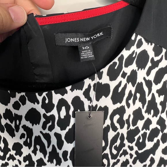 NWT Jones New York white and black leopard print stretch tunic dress size 16 - Picture 4 of 9